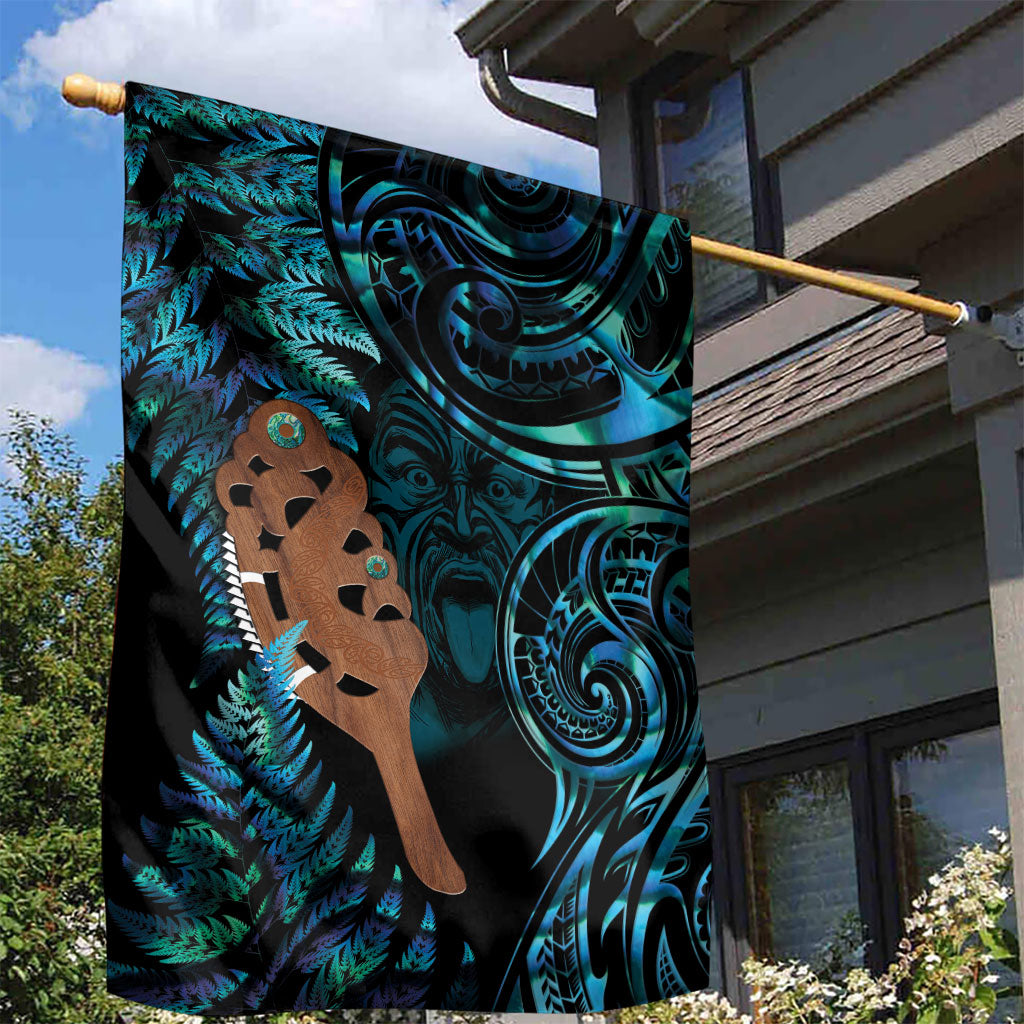 Maripi New Zealand Garden Flag Maori Weapon Paua Shell Haka Fern