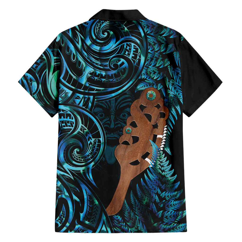Maripi New Zealand Hawaiian Shirt Maori Weapon Paua Shell Haka Fern