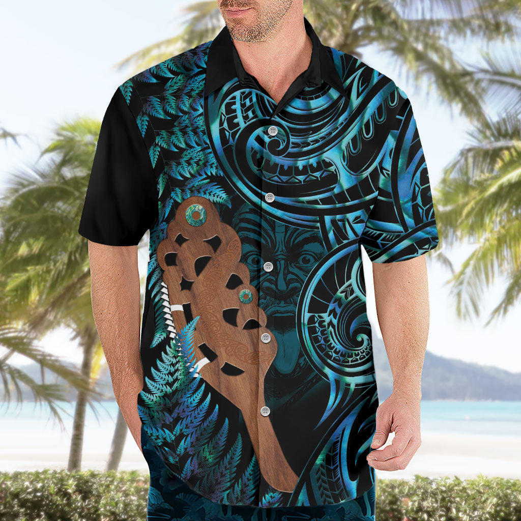 Maripi New Zealand Hawaiian Shirt Maori Weapon Paua Shell Haka Fern