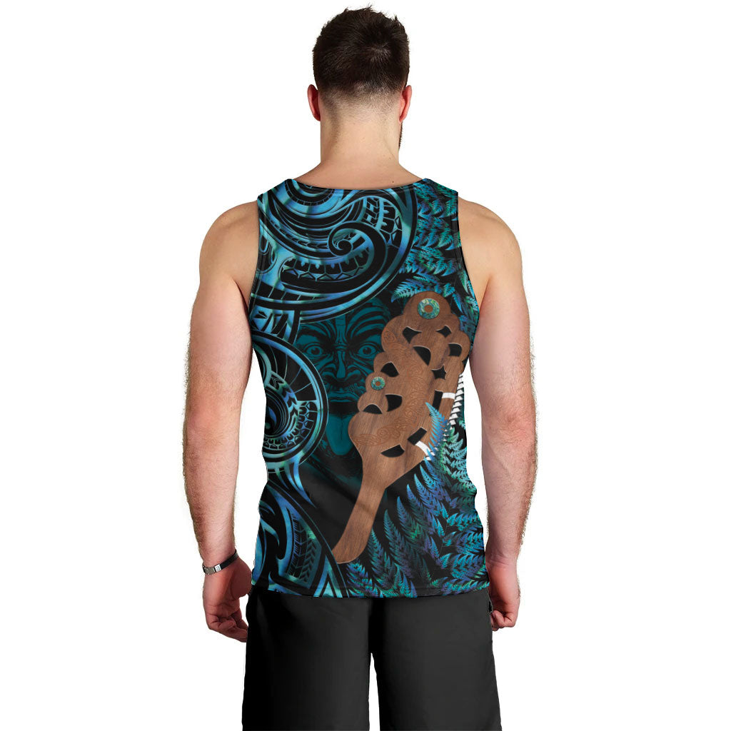 Maripi New Zealand Men Tank Top Maori Weapon Paua Shell Haka Fern