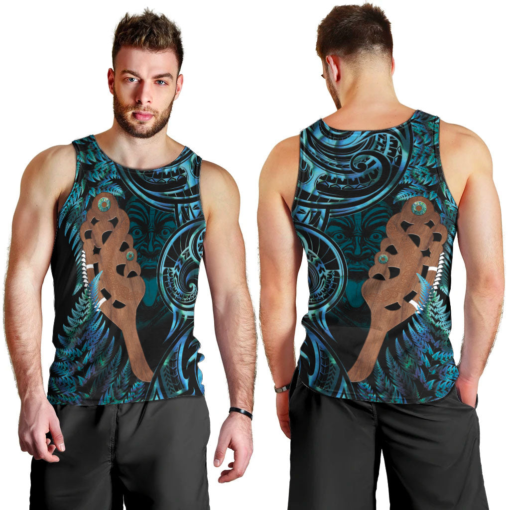 Maripi New Zealand Men Tank Top Maori Weapon Paua Shell Haka Fern