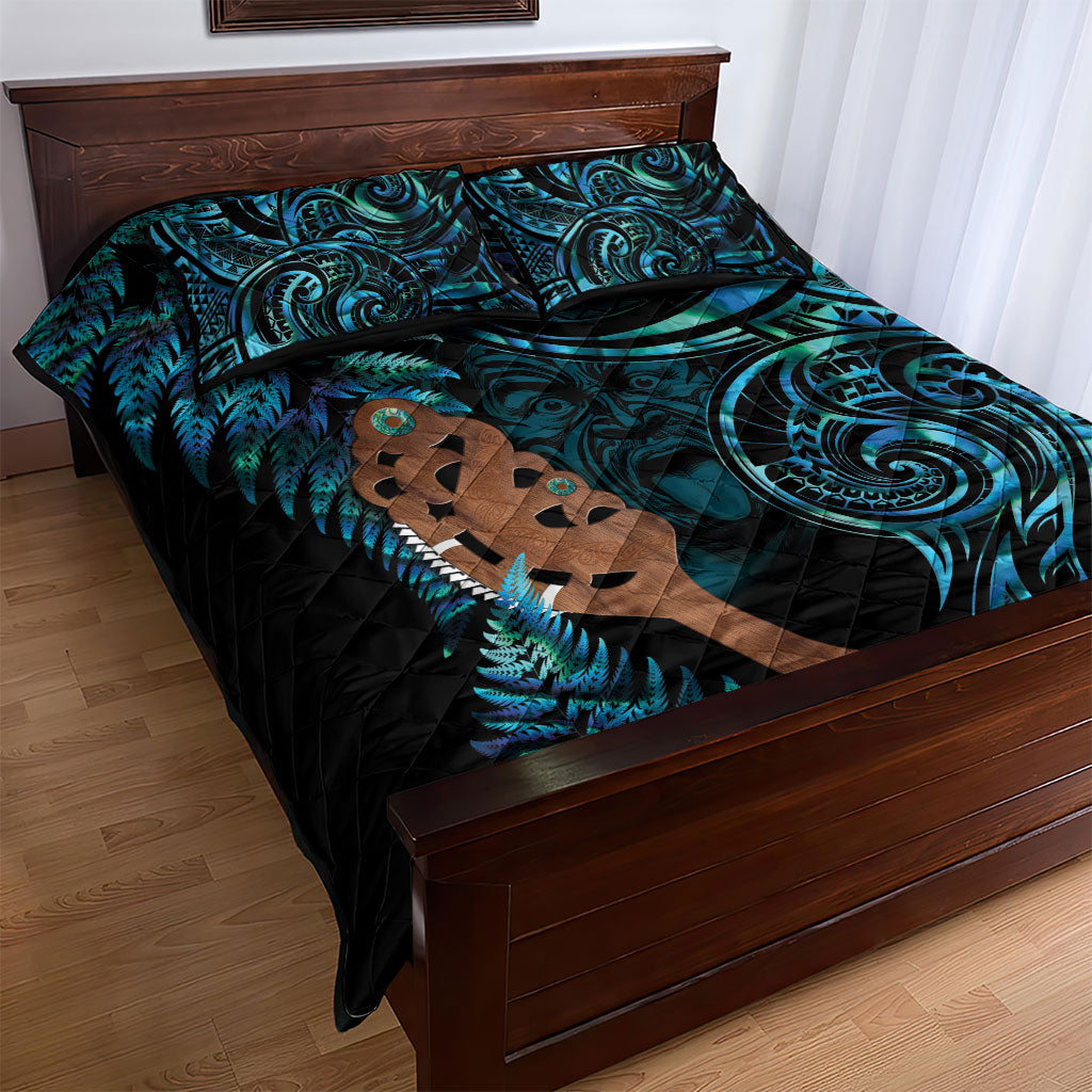 Maripi New Zealand Quilt Bed Set Maori Weapon Paua Shell Haka Fern