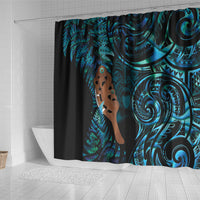 Maripi New Zealand Shower Curtain Maori Weapon Paua Shell Haka Fern