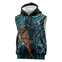 Maripi New Zealand Sleeveless Zip Hoodie Maori Weapon Paua Shell Haka Fern