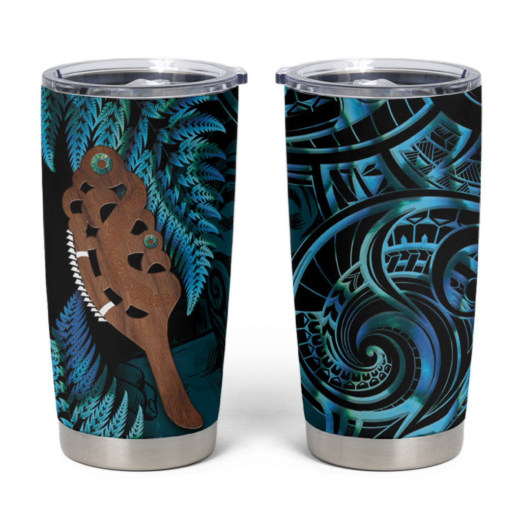 Maripi New Zealand Tumbler Cup Maori Weapon Paua Shell Haka Fern