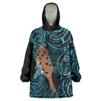 Maripi New Zealand Wearable Blanket Hoodie Maori Weapon Paua Shell Haka Fern
