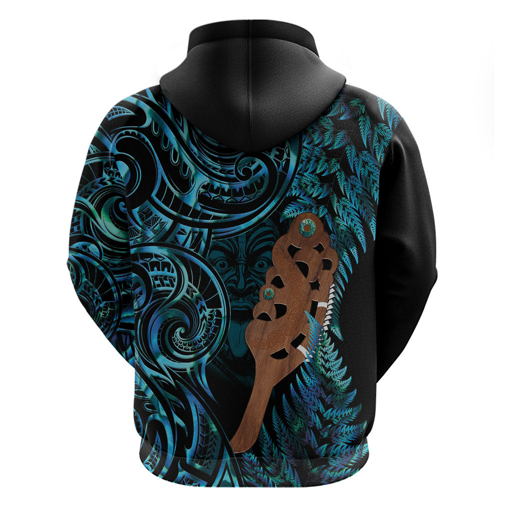 Maripi New Zealand Zip Hoodie Maori Weapon Paua Shell Haka Fern