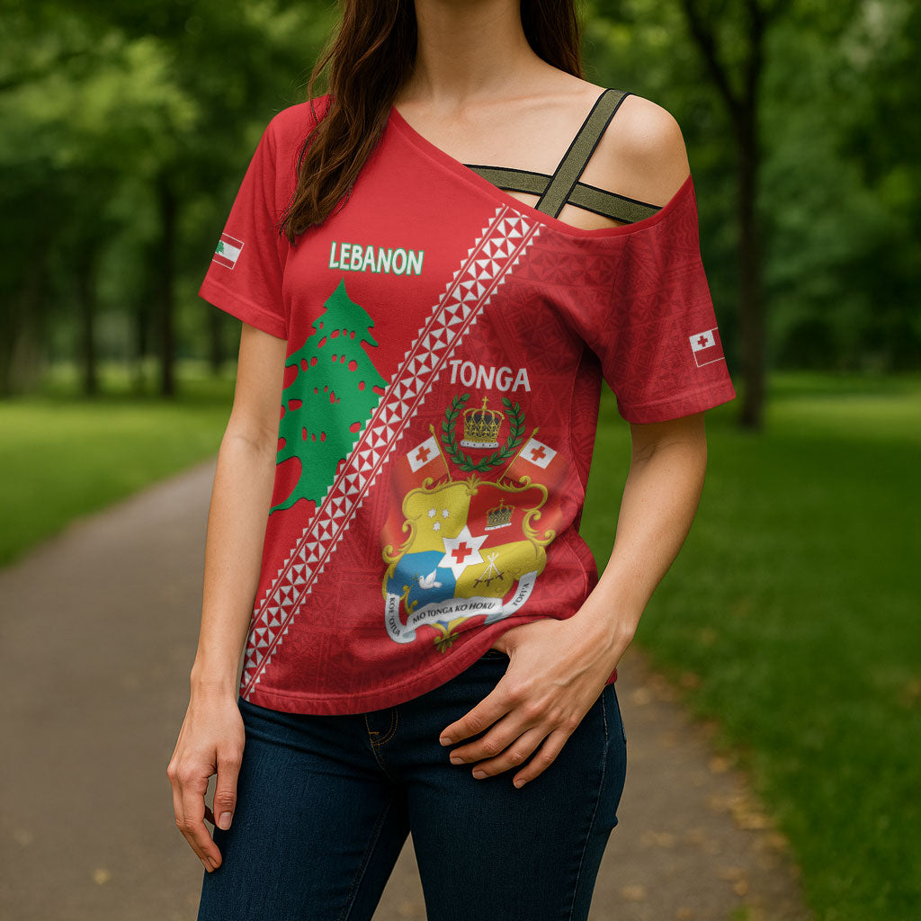 Tonga And Lebanon Cross Shoulder Shirt 2026 Together Half Style