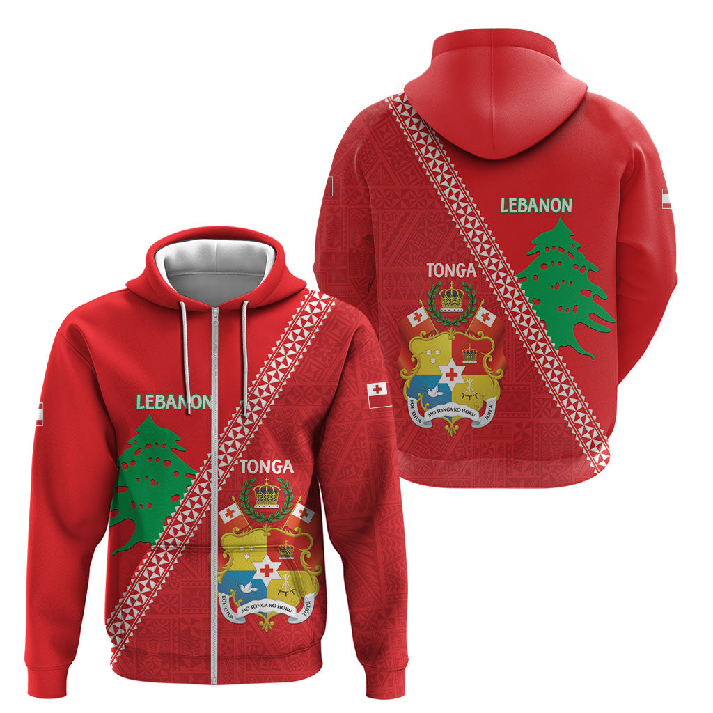 Tonga And Lebanon Zip Hoodie 2026 Together Half Style