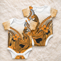 Hawaii Baby Onesie Polynesian Shark Tattoo With Plumeria Orange Gradient
