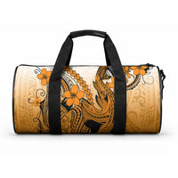Hawaii Duffle Bag Polynesian Shark Tattoo With Plumeria Orange Gradient LT14 One size Orange - Polynesian Pride