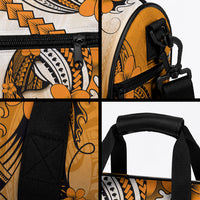 Hawaii Duffle Bag Polynesian Shark Tattoo With Plumeria Orange Gradient LT14 - Polynesian Pride