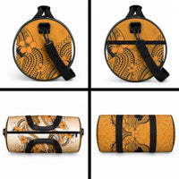 Hawaii Duffle Bag Polynesian Shark Tattoo With Plumeria Orange Gradient LT14 - Polynesian Pride
