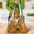 Orange Gradient Hawaii Grocery Bag Polynesian Shark Tattoo With Plumeria
