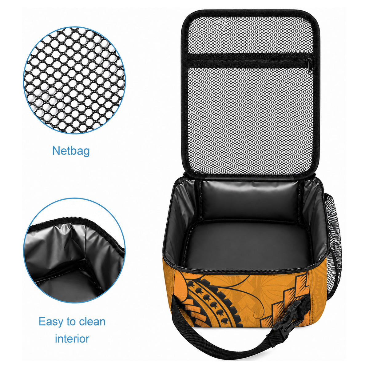 Hawaii Lunch Bag Polynesian Shark Tattoo With Plumeria Orange Gradient LT14 - Polynesian Pride