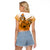 Hawaii Raglan Cropped T Shirt Polynesian Shark Tattoo With Plumeria Orange Gradient LT14 - Polynesian Pride