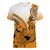 Hawaii Women V Neck T Shirt Polynesian Shark Tattoo With Plumeria Orange Gradient LT14 Female Orange - Polynesian Pride