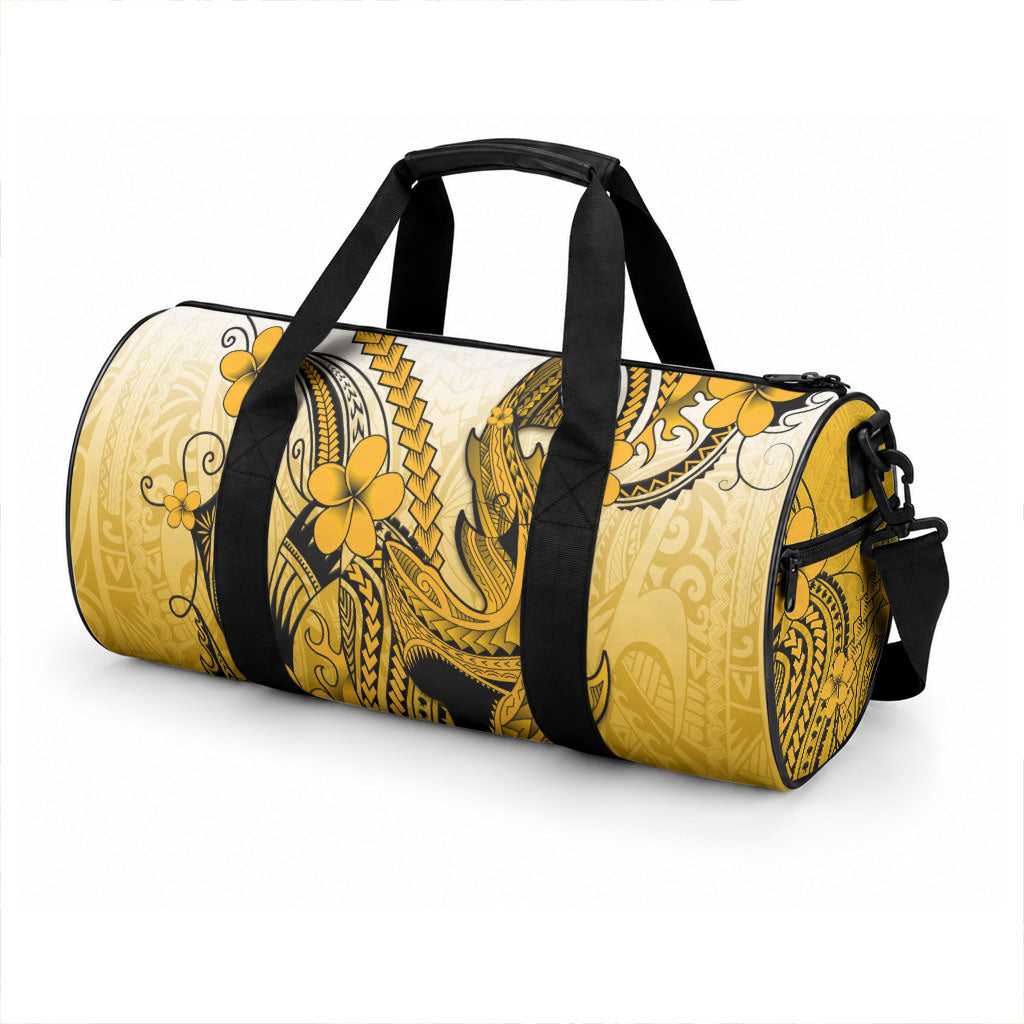 Hawaii Duffle Bag Polynesian Shark Tattoo With Plumeria Gold Gradient