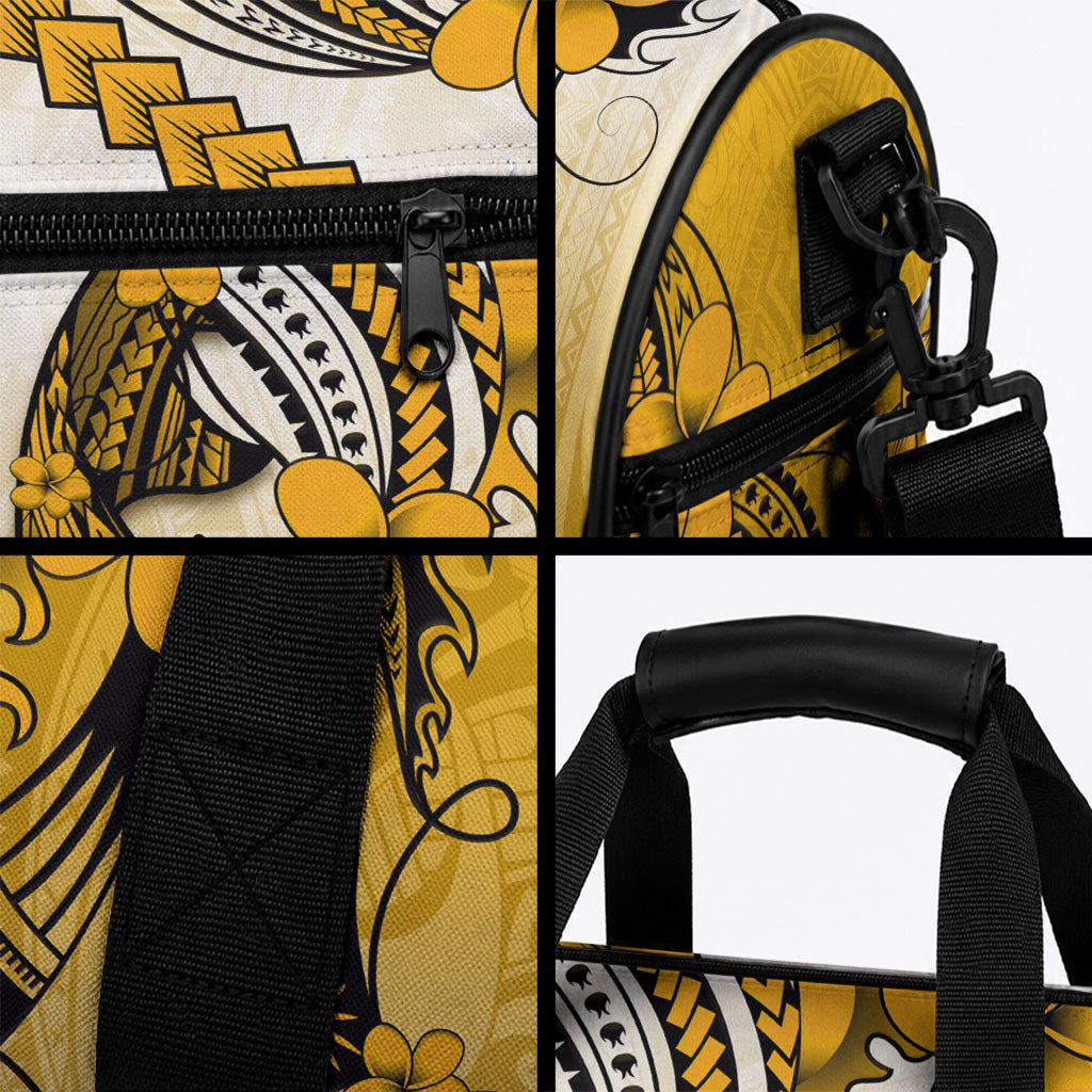 Hawaii Duffle Bag Polynesian Shark Tattoo With Plumeria Gold Gradient