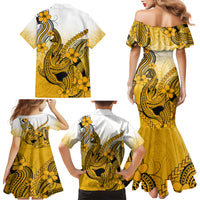 Gold Hawaii Family Matching Outfits Mermaid Dress And Hawaiian Shirt Polynesian Shark Tattoo LT14 - Polynesian Pride