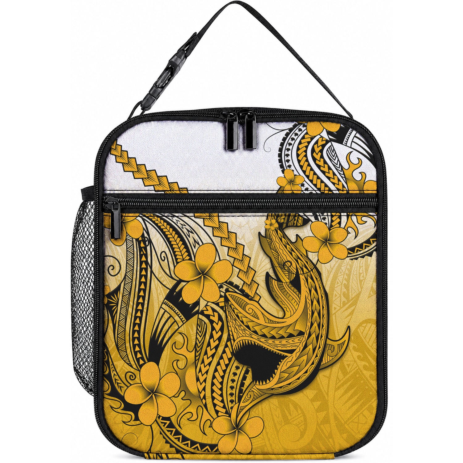 Hawaii Lunch Bag Polynesian Shark Tattoo With Plumeria Gold Gradient LT14 10.2 × 8.3 × 4.3 inch Gold - Polynesian Pride