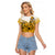 Hawaii Raglan Cropped T Shirt Polynesian Shark Tattoo With Plumeria Gold Gradient LT14 Female Gold - Polynesian Pride