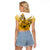 Hawaii Raglan Cropped T Shirt Polynesian Shark Tattoo With Plumeria Gold Gradient LT14 - Polynesian Pride