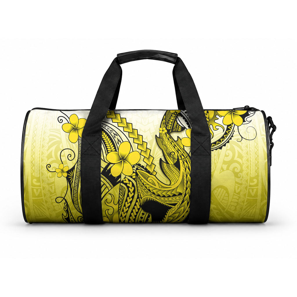 Hawaii Duffle Bag Polynesian Shark Tattoo With Plumeria Yellow Gradient