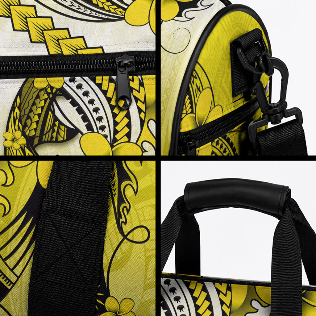 Hawaii Duffle Bag Polynesian Shark Tattoo With Plumeria Yellow Gradient