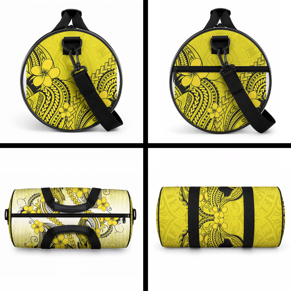 Hawaii Duffle Bag Polynesian Shark Tattoo With Plumeria Yellow Gradient