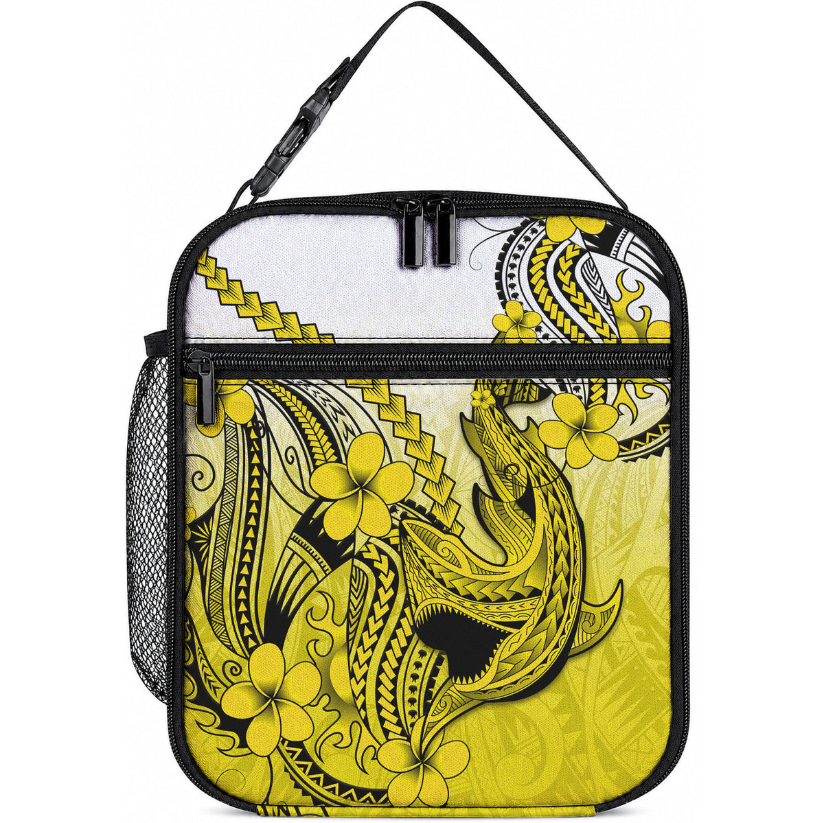 Hawaii Lunch Bag Polynesian Shark Tattoo With Plumeria Yellow Gradient