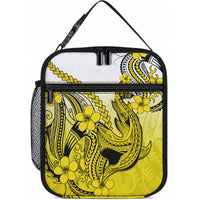 Hawaii Lunch Bag Polynesian Shark Tattoo With Plumeria Yellow Gradient