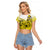 Hawaii Raglan Cropped T Shirt Polynesian Shark Tattoo With Plumeria Yellow Gradient LT14 Female Yellow - Polynesian Pride