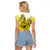 Hawaii Raglan Cropped T Shirt Polynesian Shark Tattoo With Plumeria Yellow Gradient LT14 - Polynesian Pride