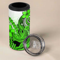 Hawaii 4 in 1 Can Cooler Tumbler Polynesian Shark Tattoo With Plumeria Green Gradient LT14 - Polynesian Pride