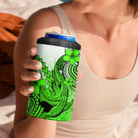 Hawaii 4 in 1 Can Cooler Tumbler Polynesian Shark Tattoo With Plumeria Green Gradient LT14 - Polynesian Pride