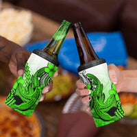 Hawaii 4 in 1 Can Cooler Tumbler Polynesian Shark Tattoo With Plumeria Green Gradient LT14 - Polynesian Pride