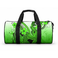 Hawaii Duffle Bag Polynesian Shark Tattoo With Plumeria Green Gradient