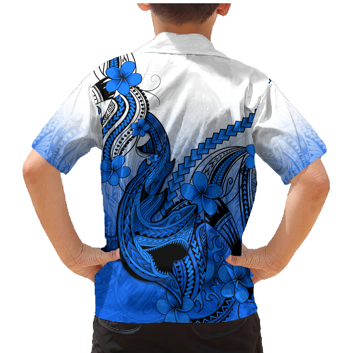 Blue Hawaii Family Matching Outfits Mermaid Dress And Hawaiian Shirt Polynesian Shark Tattoo LT14 - Polynesian Pride