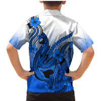 Blue Hawaii Family Matching Outfits Mermaid Dress And Hawaiian Shirt Polynesian Shark Tattoo LT14 - Polynesian Pride