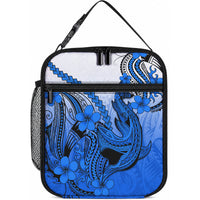 Hawaii Lunch Bag Polynesian Shark Tattoo With Plumeria Blue Gradient LT14 10.2 × 8.3 × 4.3 inch Blue - Polynesian Pride