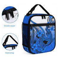 Hawaii Lunch Bag Polynesian Shark Tattoo With Plumeria Blue Gradient LT14 - Polynesian Pride