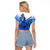 Hawaii Raglan Cropped T Shirt Polynesian Shark Tattoo With Plumeria Blue Gradient LT14 - Polynesian Pride