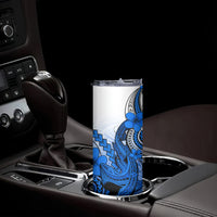 Hawaii Skinny Tumbler Polynesian Shark Tattoo With Plumeria Blue Gradient