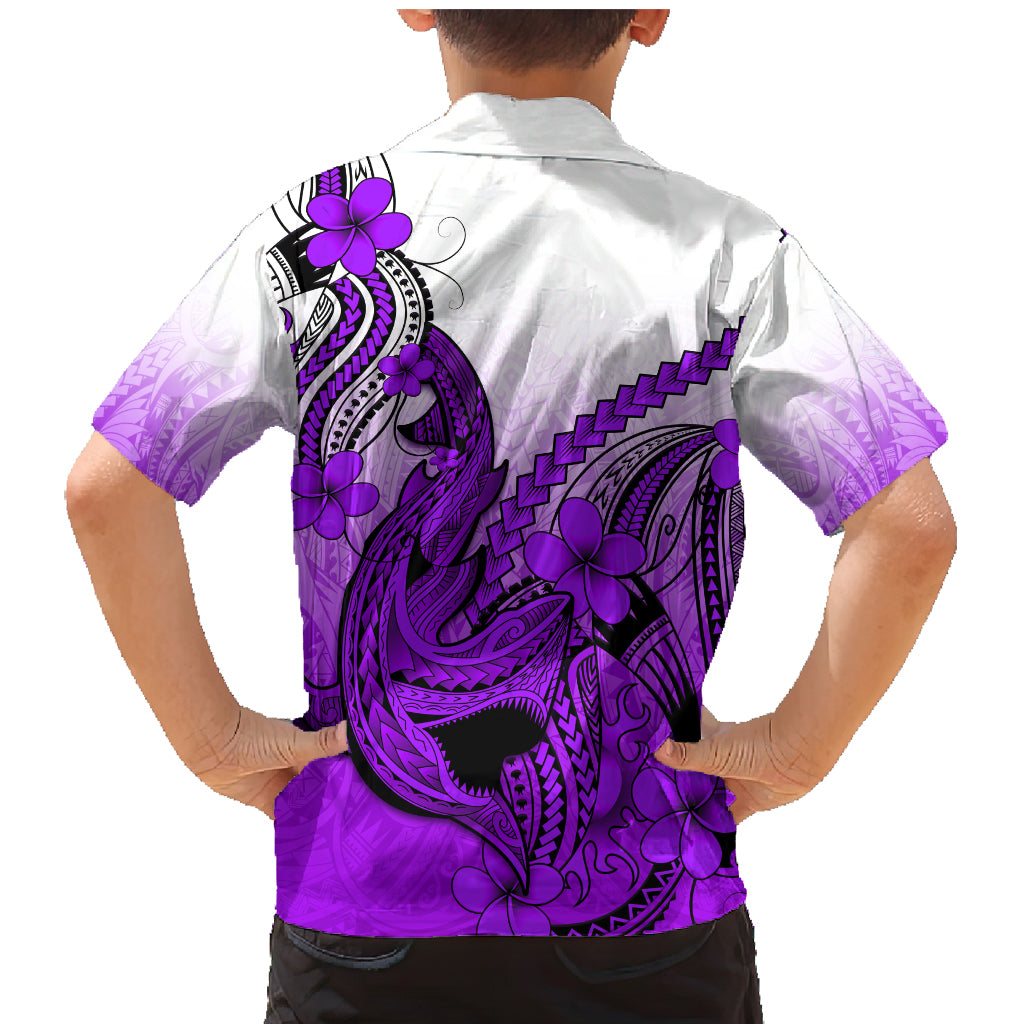 Purple Hawaii Family Matching Outfits Mermaid Dress And Hawaiian Shirt Polynesian Shark Tattoo LT14 - Polynesian Pride