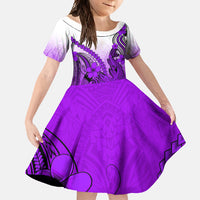 Purple Hawaii Family Matching Outfits Mermaid Dress And Hawaiian Shirt Polynesian Shark Tattoo LT14 - Polynesian Pride