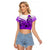 Hawaii Raglan Cropped T Shirt Polynesian Shark Tattoo With Plumeria Purple Gradient LT14 Female Purple - Polynesian Pride