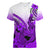 Hawaii Women V Neck T Shirt Polynesian Shark Tattoo With Plumeria Purple Gradient LT14 Female Purple - Polynesian Pride