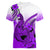 Hawaii Women V Neck T Shirt Polynesian Shark Tattoo With Plumeria Purple Gradient LT14 - Polynesian Pride