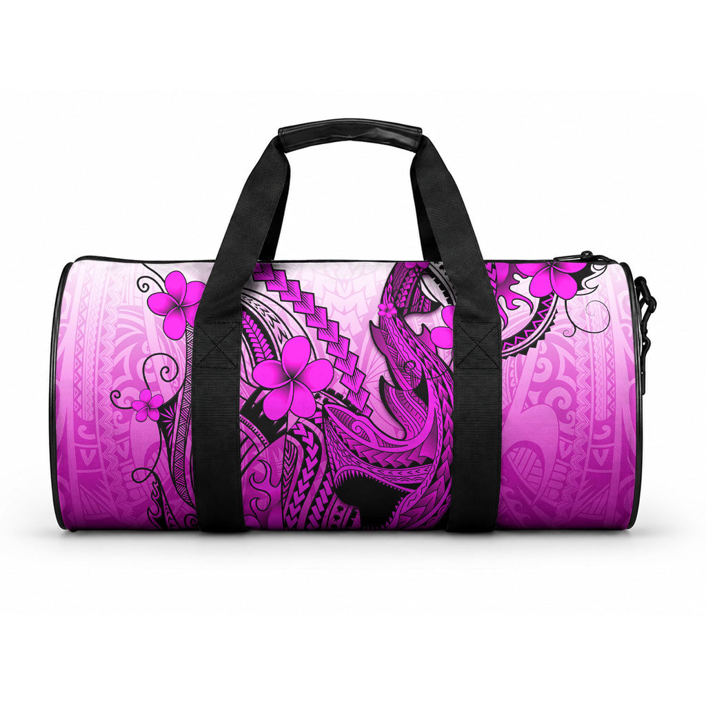 Hawaii Duffle Bag Polynesian Shark Tattoo With Plumeria Pink Gradient